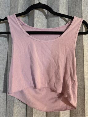 American Eagle Outfitters Ribbed Scoop Cropped Tank - Pink